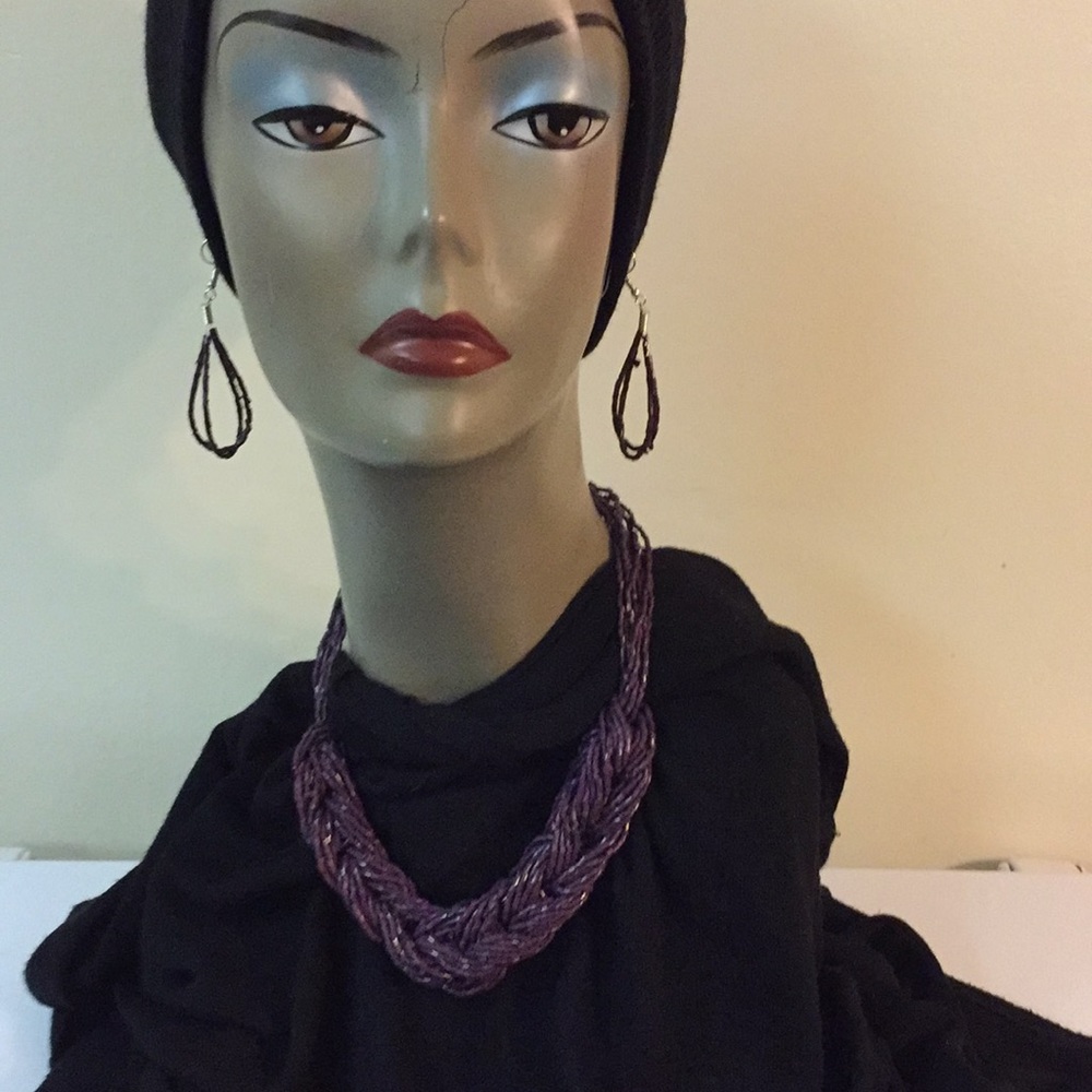 WRAP Battle Purple Earring and Necklace Set